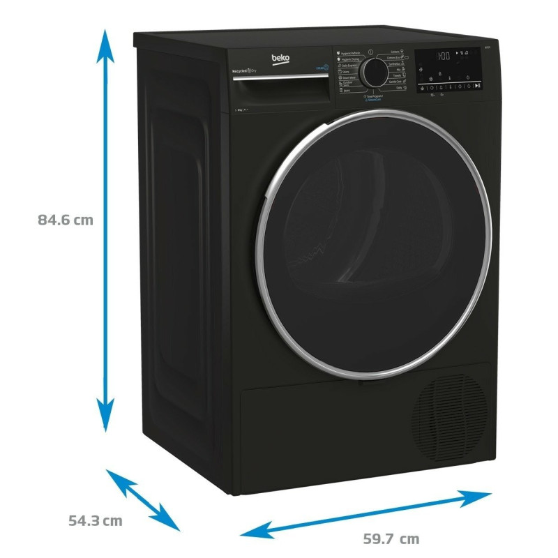 Beko Сушильна машина тепловий насос, 8кг, A++, 60см, дисплей, сірий