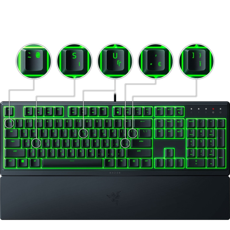 Razer Клавіатура мембранна Ornata V3 X 104key, USB-A, EN/UK, RGB, чорний