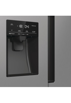Gorenje Холодильник SBS, 179х70х92см, 2 двері, 376(190)л, А++, NF+, Інв., Зона св-ті, диспенсер, генератор льоду, Зовн. Диспл, нерж