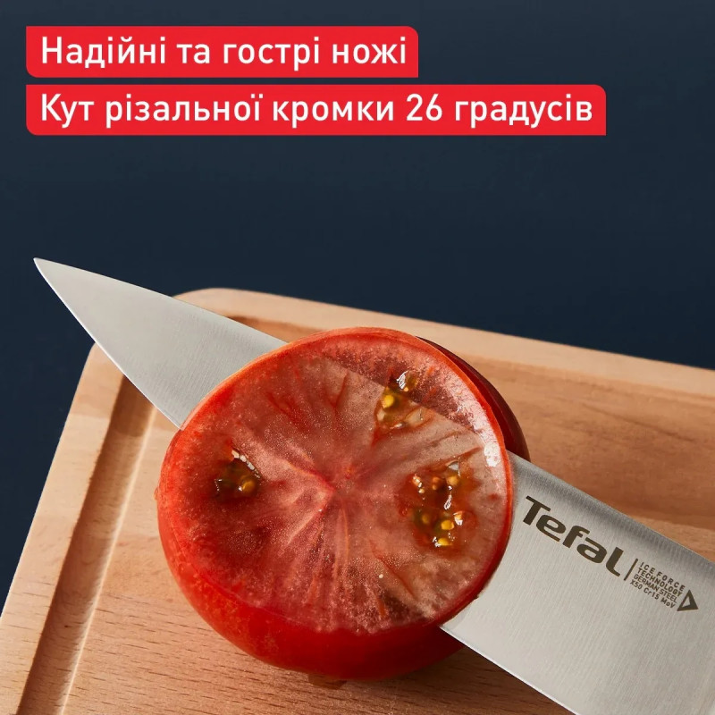 Tefal Набір ножів Ice Force, 2шт, нержавіюча сталь, пластик, чорний