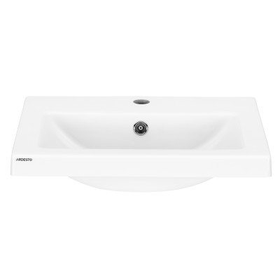 ARDESTO Раковина, умивальник ARDESTO Sati, штучний камінь, прямокут., з отвором для змішувача, з отвором для переливу, 595x450x158мм, накладний, білий