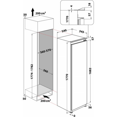 Whirlpool Морозильна камера вбудована, 177x54х54.5, 209л, А++, NF, інв., білий