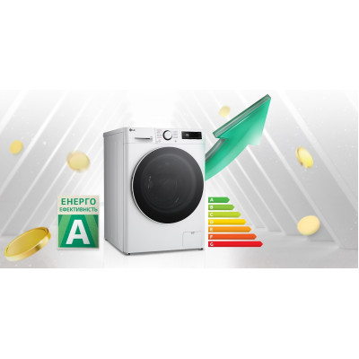 LG Пральна машина фронтальна, 10кг, 1400, A, 57см, дисплей, пара, інвертор, білий LG Пральна машина фронтальна, 10кг, 1400, A, 57см, дисплей, пара, інвертор, білий