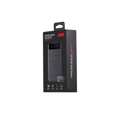 2E Портативний зарядний пристрій Power Bank Solar 8000mAh Black