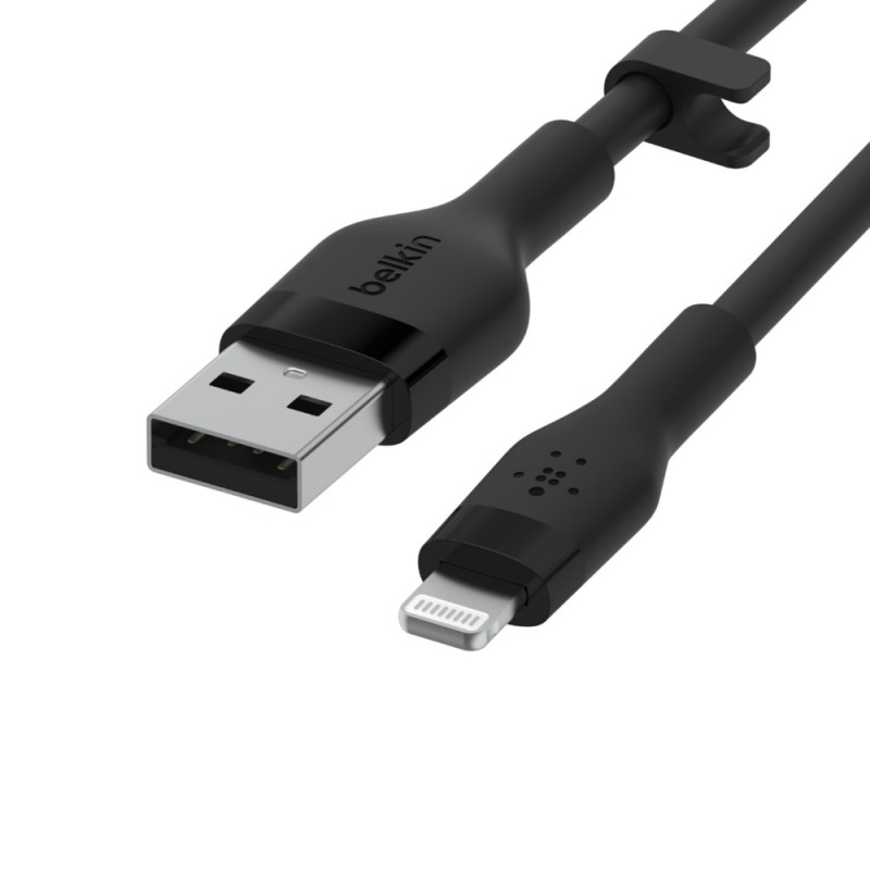 Belkin Кабель заряджання/синхронізації USB-A > Lightning, 2м, силіконовий з кліпсою, чорний