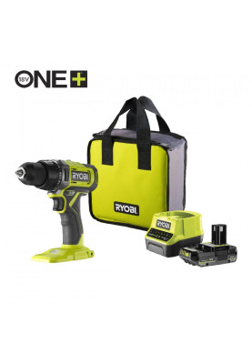 Ryobi Шурупокрут-дриль акумуляторний ONE+ RDD18-1C20S 18В 1х2А·год ЗП 52Нм 450·1750об·хв 1.1кг сумка
