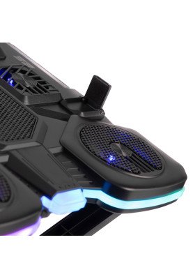 2E Gaming Підставка для ноутбука CPG-011, до 17.3", 1xUSB-A, 1xUSB-C, LCD, RGB, чорний