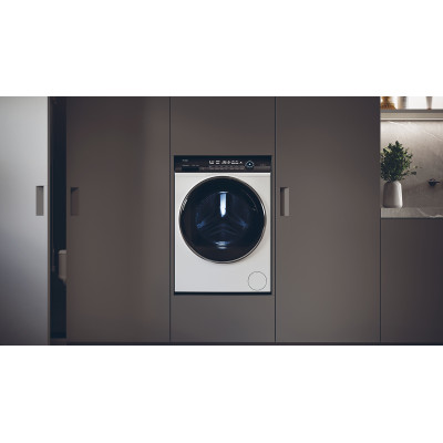 Haier Пральна машина фронтальна, 9кг, 1400, A+++, 44см, дисплей, пара, інвертор, люк чорний, прямий привод, білий