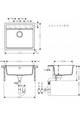 Hansgrohe Набір для кухні, гранітна мийка S520-F510 + зміш. Talis M54, чорний графіт-чорний матовий