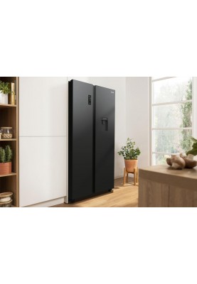 Gorenje Холодильник SBS, 179х67х92см, 2 двері, 353(191)л, А++, NF+, Інв., Зона св-ті, диспенсер, генератор льоду, Зовн. Диспл, чорний