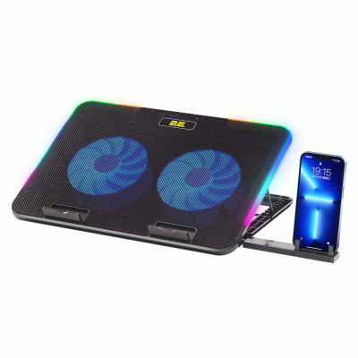 2E Gaming Підставка для ноутбука 2E GAMING CPG-001 V2, до 15.6", 2xUSB-A, phone holder, RGB, чорний
