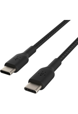 Belkin Кабель USB-C > USB-C заряджання/синхронізації 1м, 60Вт, Type-C, плетен, чорний
