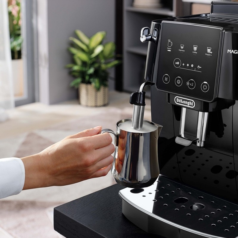 Delonghi Кавомашина Magnifica Start, 1.8л, зерно+мелена, ручний капучинатор, дисплей, авторецептів -4, підігрів чашок, чорний