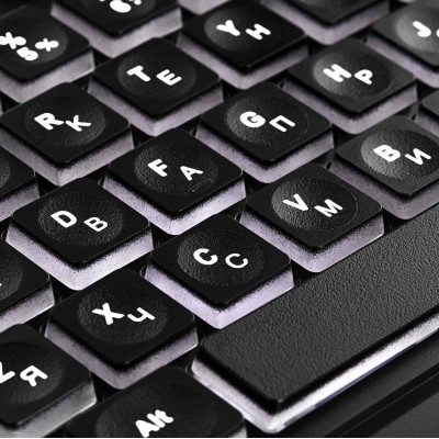 2E Клавіатура мембранна KS120 104key, USB-A, EN/UK, White LED, чорний