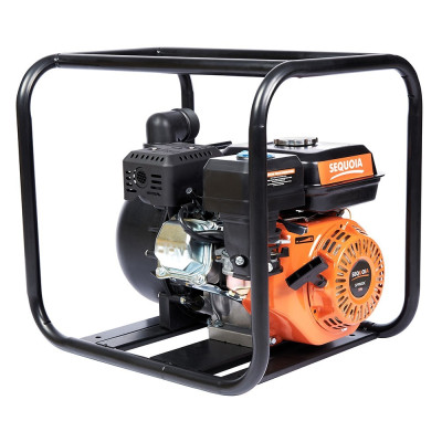 SEQUOIA Мотопомпа бензинова SEQUOIA SPP600C для агресивних речовин, 4.78кВт/6.5к.с., 600л/хв, висота 30м, частки 5мм, бак 3.5л, діаметр патрубків 2"/50мм, ручний старт, 22кг