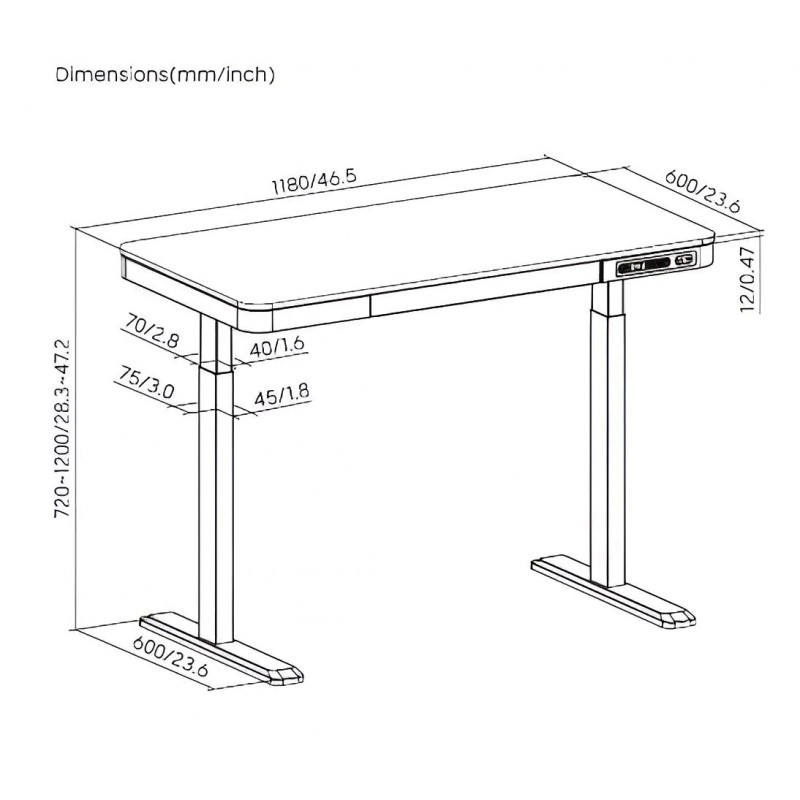 2E Стіл комп'ютерний СЕ218D-MOTORIZED, регулювання висоти, електропривід 220В, (USB-A/USB-C), 72/120х118x60см, бежевий