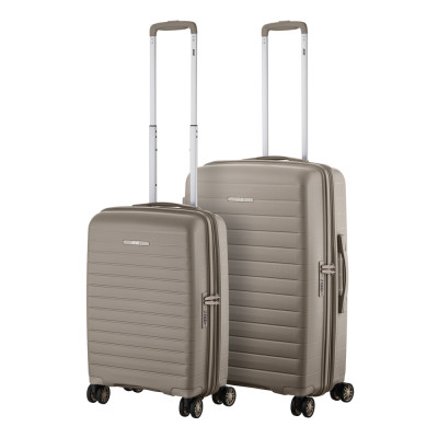 2E Набір валіз 2E, Aero, поліпропілен, (M+S), TSA, 4 колеса, EXP, сіро-коричневий