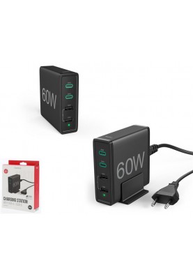 HAMA Універсальний зарядний пристрій 2 x USB-C PD/QC, 2 x USB-A, 60W Black