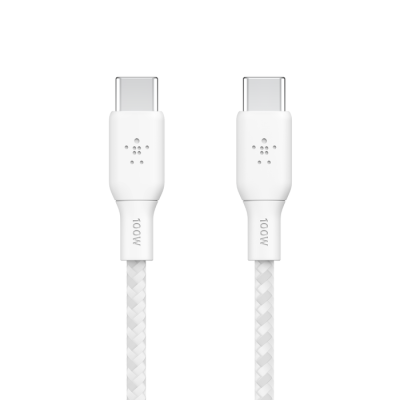 Belkin Кабель заряджання/синхронізації USB-С > USB-С 2м, 100Вт, плетений, білий