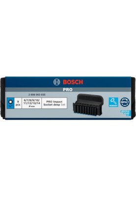 Bosch Набір ударних торцевих головок Professional Deep 9шт 1/4" 50мм