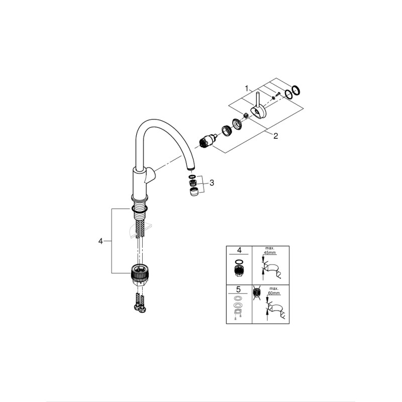 Grohe Змішувач для кухні QuickFix Start Classic, довж.виливу - 223мм, поворотний, 1важіль, хром