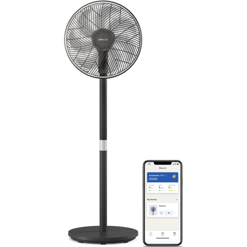 Philips Вентилятор Philips підлоговий Series 3000, 40см, 48Вт, керування через смартфон, регулювання висоти, чорний