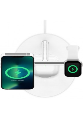 Belkin Зарядне бездротовий пристрій 3в1 MagSafe iPhone/Watch/AirPods, білий