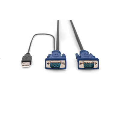 Digitus Кабель KVM Cable Set, VGA, PS/2-Mouse, PS/2-Keyboard, USB black, 3м