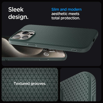 Spigen Чохол для Apple iPhone 15 Pro Liquid Air, Abyss Green