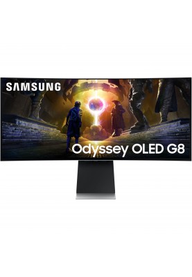 Samsung Монітор 34" Odyssey OLED G8 HDMI, DP, USB, Bluetooth, MM, OLED, 3440x1440, 0.03ms, HAS, FreeSync Premium Pro, CURVED