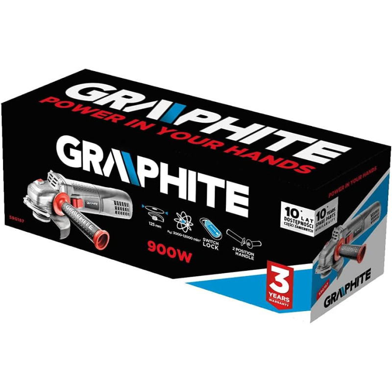 Graphite Шліфмашина кутова 125мм 900Вт 12000об·хв 1.8кг