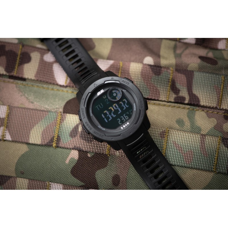 2E Tactical Тактичний годинник Delta X Black з компасом та крокоміром