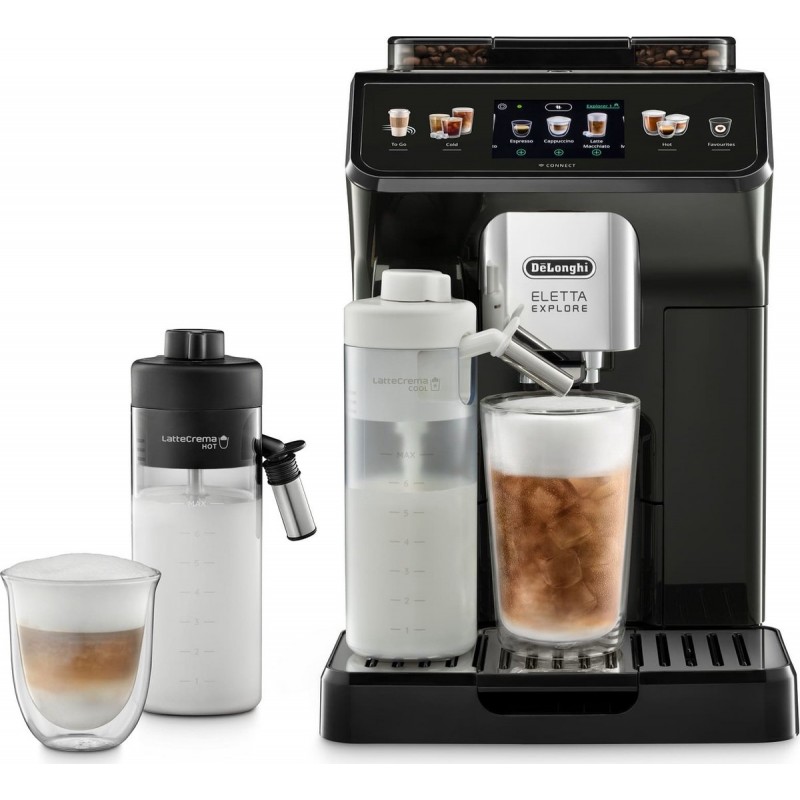 Delonghi Кавомашина Eletta Explore, 1.8л, зерно+мелена, автомат.капуч, авторецептів -50, чорний