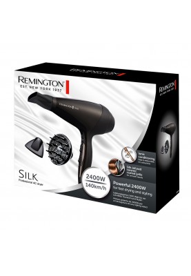 Remington Фен Silk, 2400Вт, 3 режими, дифузор, іоніз-я, хол. обдув, коричневий