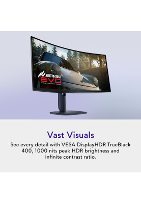 Dell Монітор 34" AW3425DW 2xHDMI, DP, USB, QD-OLED, 3440x1440, 21:9, 240Hz, 0.03ms, DCI-P3 99.3%, CURVED, G-SYNC, FreeSync, AdaptiveSync, HAS