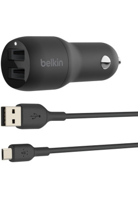 Belkin Автомобільний ЗП Car Charger 24W Dual USB-A, USB-A - MicroUSB, 1m, black