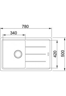 Franke Basis BFG 611-78[Мийка кухонна Basis, фраграніт, прямокутник, з крилом, 780х500х200мм, чаша - 1, накладна, BFG 611-78, мигдаль]