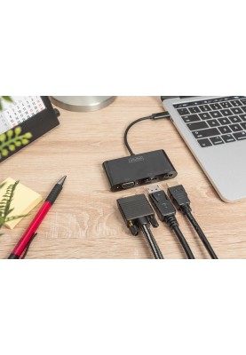 Digitus Адаптер USB-C - HDMI+DP+VGA, M/F, 0.11 m