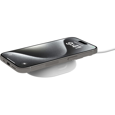 Belkin Зарядний пристрій бездротовий 15Вт Magnetic Stand Qi2, адаптер 20Вт USB-C, білий