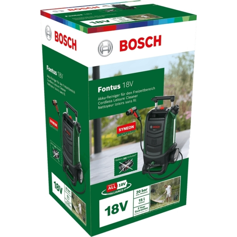 Bosch Мінімийка акумуляторна Fontus 18V 18В 20бар 386л/год 7.5кг без АКБ і ЗП