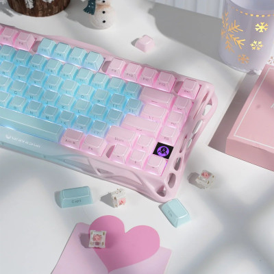 GravaStar Клавіатура механічна GravaStar Mercury K1 Lite 80keys, GravaStar x BSUN Grey, BT/WL/USB, Aurora Mist