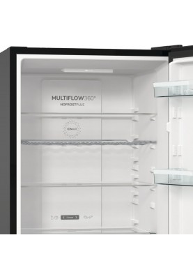Gorenje Холодильник з нижн. мороз. камерою 185х60х60см, 2 двері, 204(96)л, А++, NoFrost+ , LED дисплей, Зона св-ті, чорний