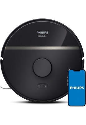 Philips Робот-пилосос Series 3000, h=34см, вологе прибирання, конт пил -0.35л, вода -0.3л, автон. робота до 200хв, НЕРА 11, чорний
