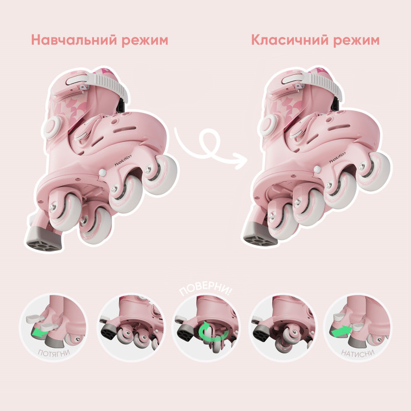 YVolution Ролики Switch Skates Рожеві