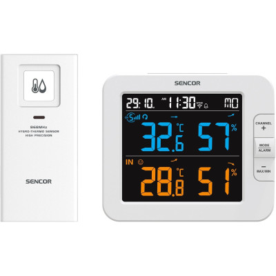 Sencor Метеостанція, внутр/зовн вимірювання, температура, вологість, час, дні тижня, календар, підтримує платформи Android та iOS, Білий Sencor Метеостанція, внутр/зовн вимірювання, температура, вологість, час, дні тижня, календар, підтримує платформи Android та iOS, Білий