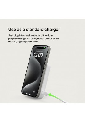 Belkin Акумулятор портативний літій-іонний Power Bank 8000мА·год, 15Вт, MagSafe Qi2, білий