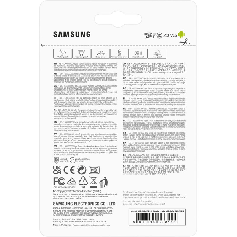 Samsung Карта пам'яті microSDXC 128GB C10 UHS-I R180MB/s PRO Plus