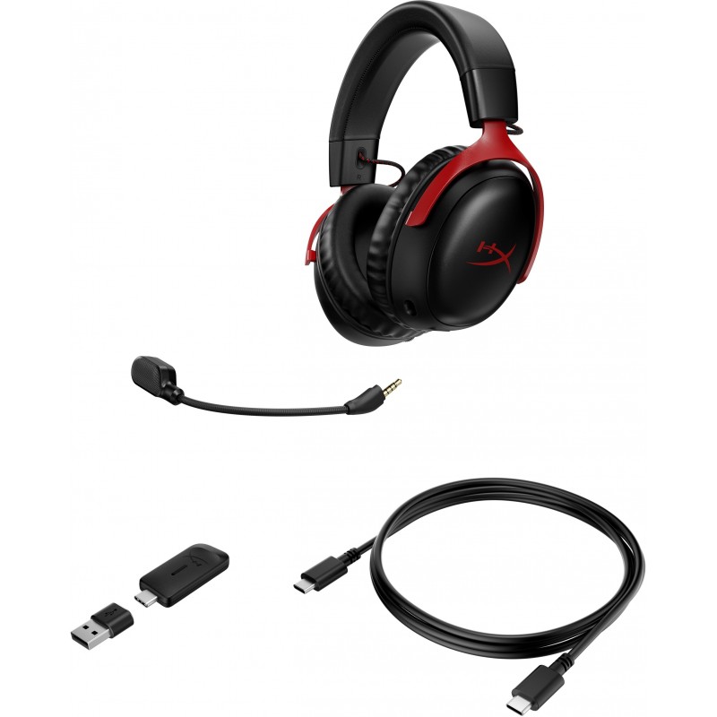 HyperX Гарнітура ігрова Cloud III, WL/USB-A/USB-C, чорно-червоний