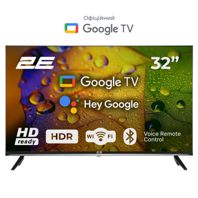 2E Телевізор 32" LED HD 60Hz Smart Google TV Black