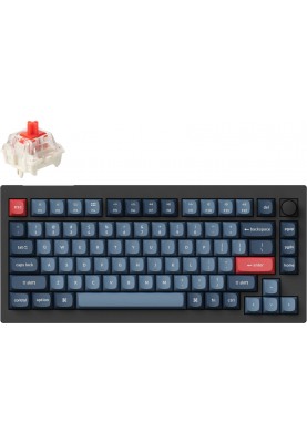 Keychron Клавіатура механічна V1 Max 84Key, Gateron Jupiter Red, WL/BT/USB-A, QMK, Hot-swap, Knob, EN/UKR, RGB, чорний